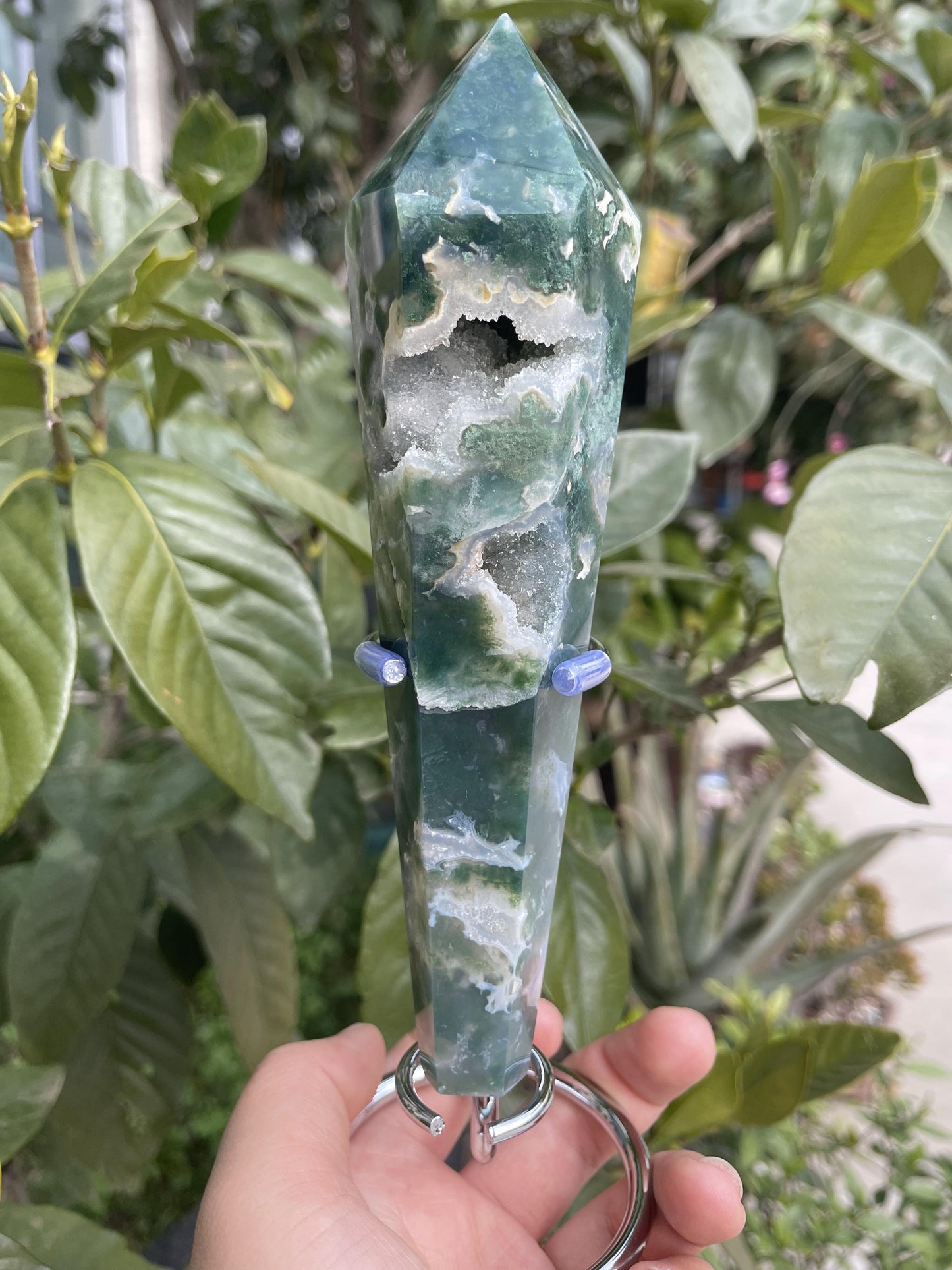 moss agate wand (deep colour)