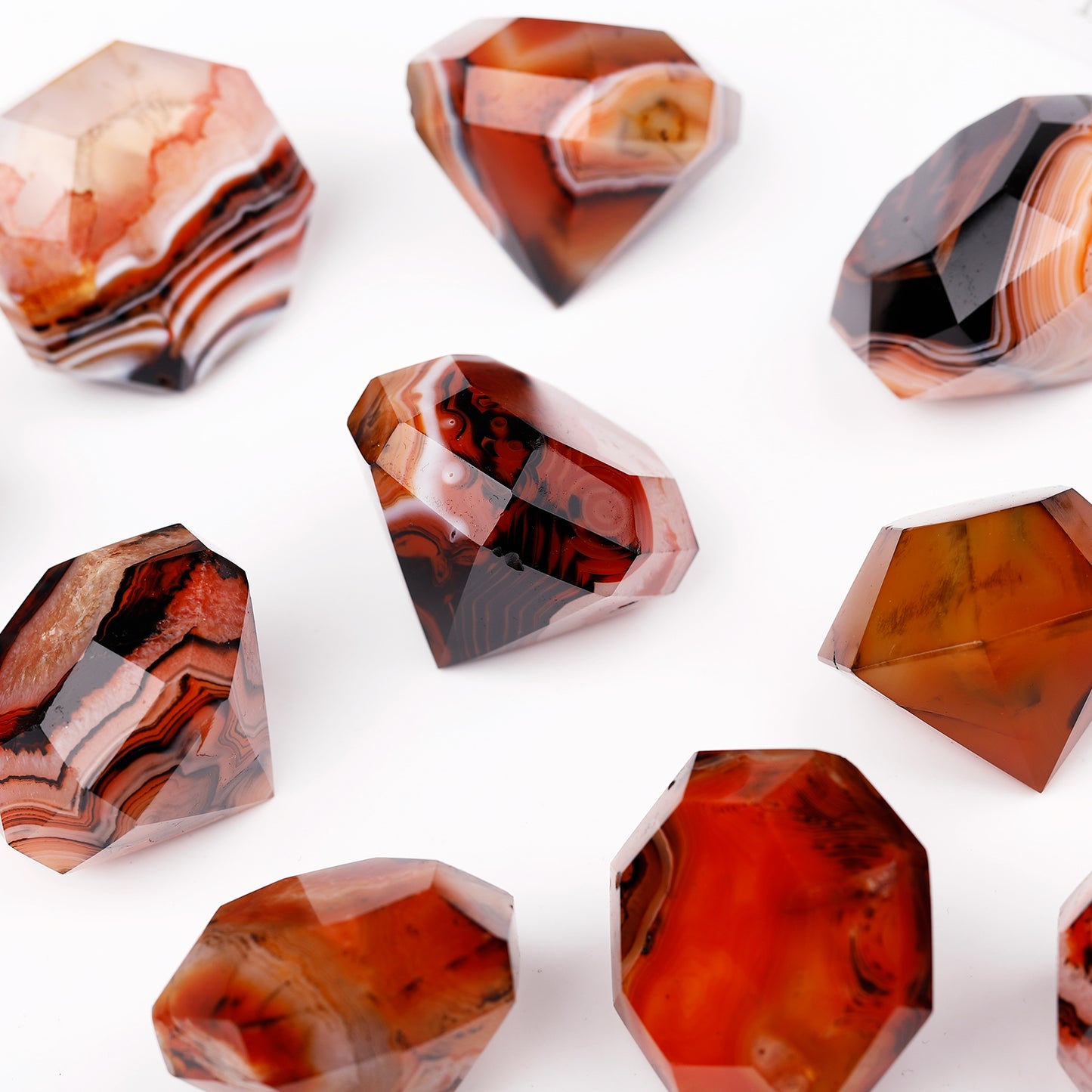 Natural Black and red wrapped agate carved diamonds Heal ing Gemstone Home Decor