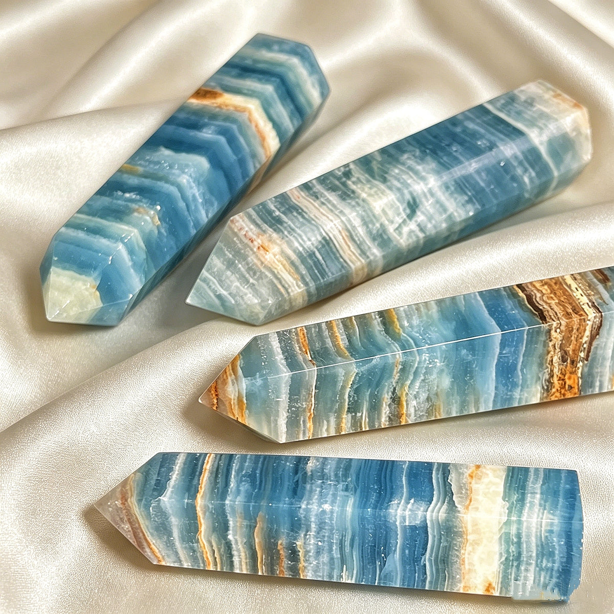 Natural Blue Lux single pointed pillar Heal ing Gemstone Home Decor