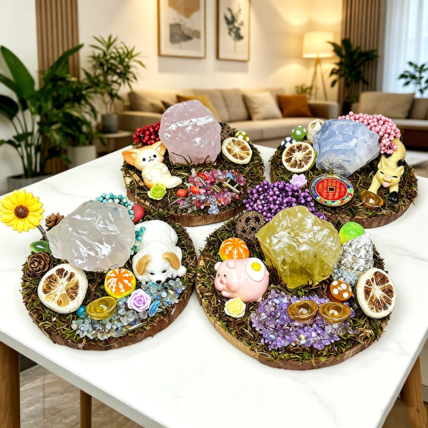 Natural Crystal Micro Landscape Ornament Heal ing Gemstone Home Decor