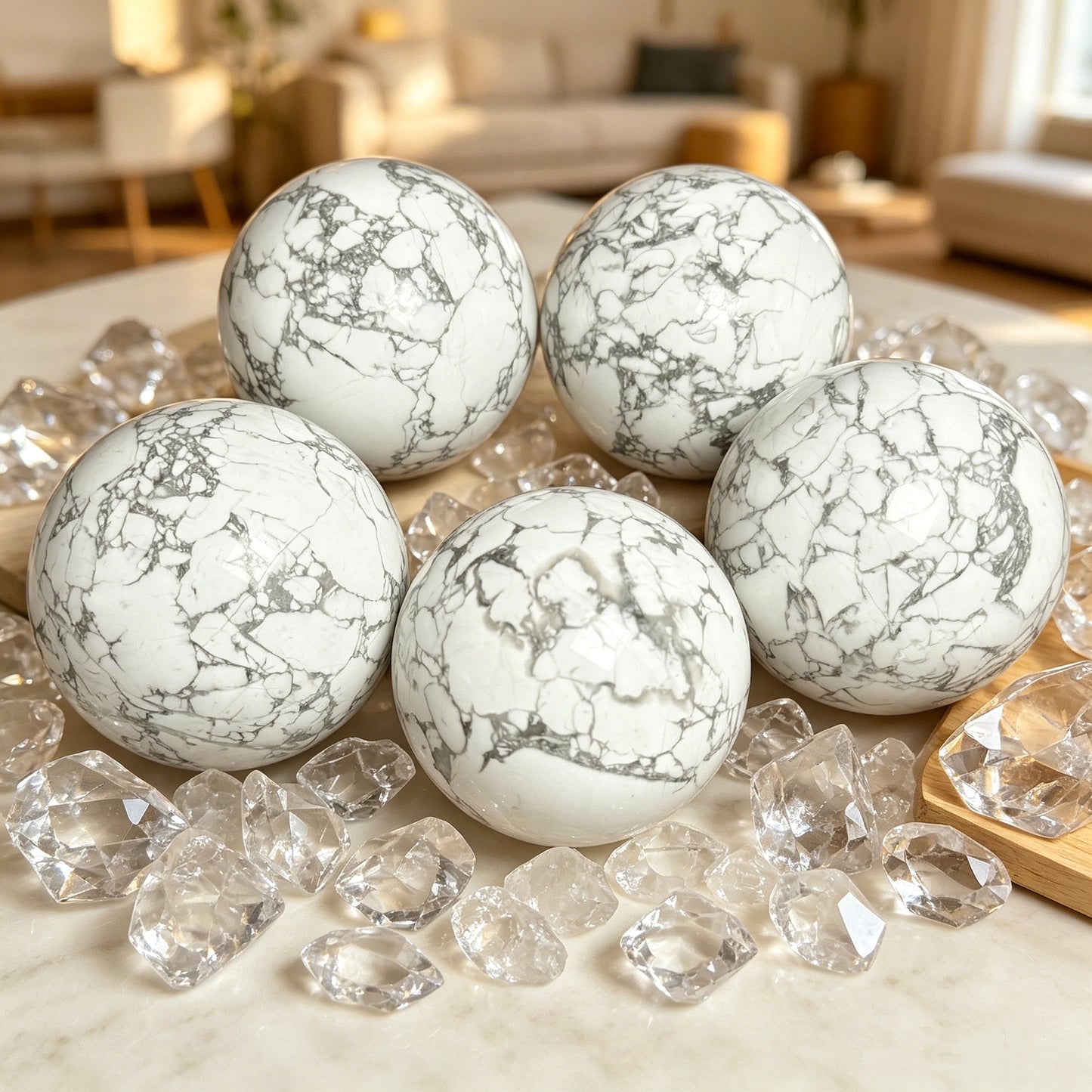 Natural White Turquoise Ball Heal ing Gemstone Home Decor
