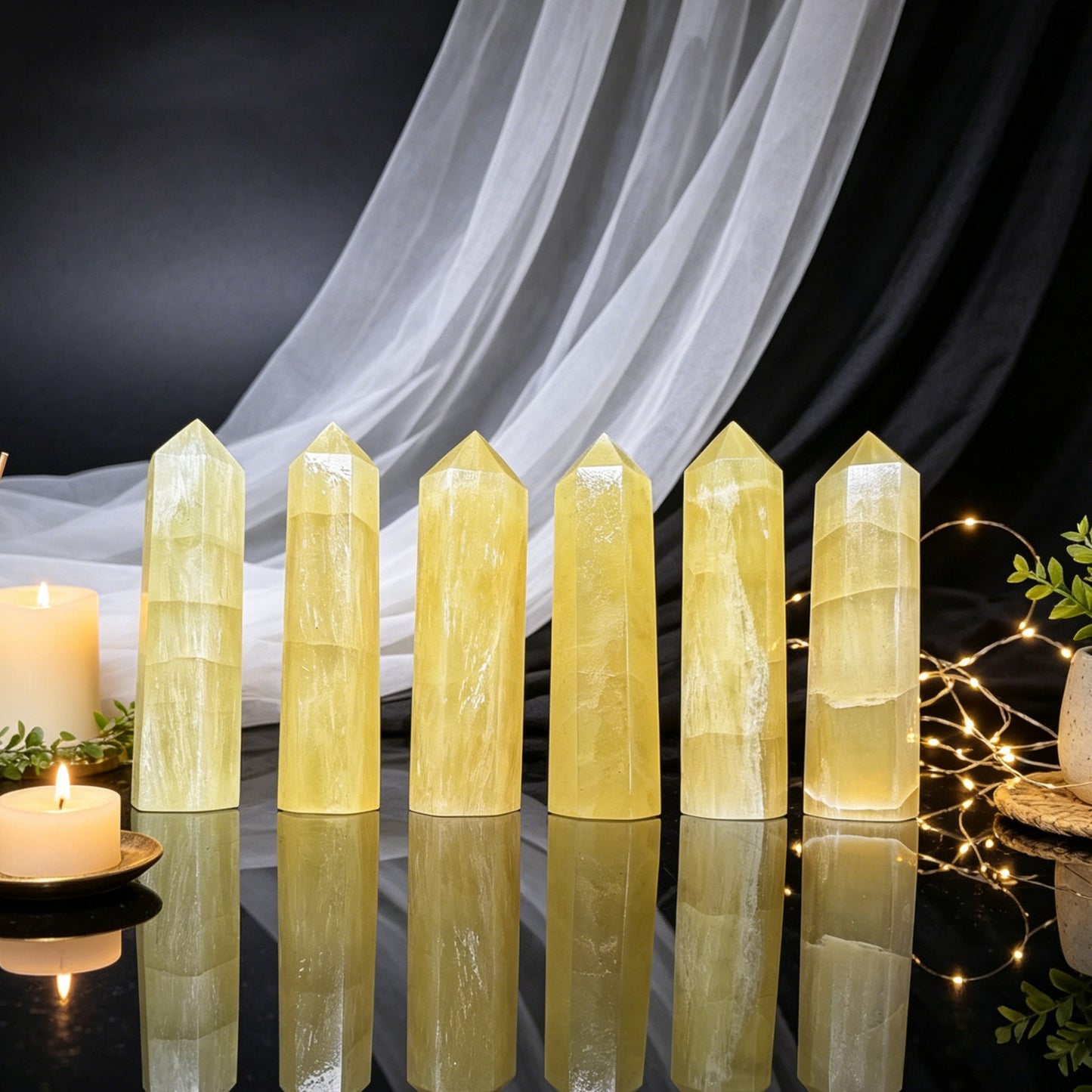 Natural Yellow Caribbean Pillar Heal ing Gemstone Home Decor