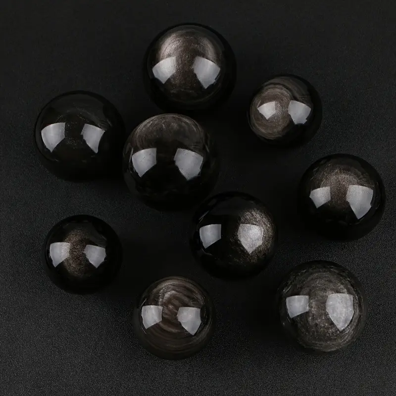 Natural Crystal Silver Obsidian Sphere Polished Crystal Ball Unique Home Decoration