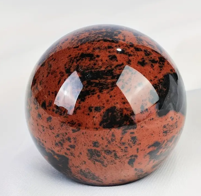 Natural Mahogany Red Obsidian Sphere Polished Healing Gemstone Ball