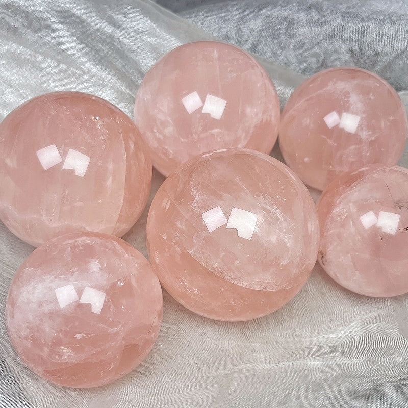 Natural Pink crystal ball Heal ing Gemstone Home Decor