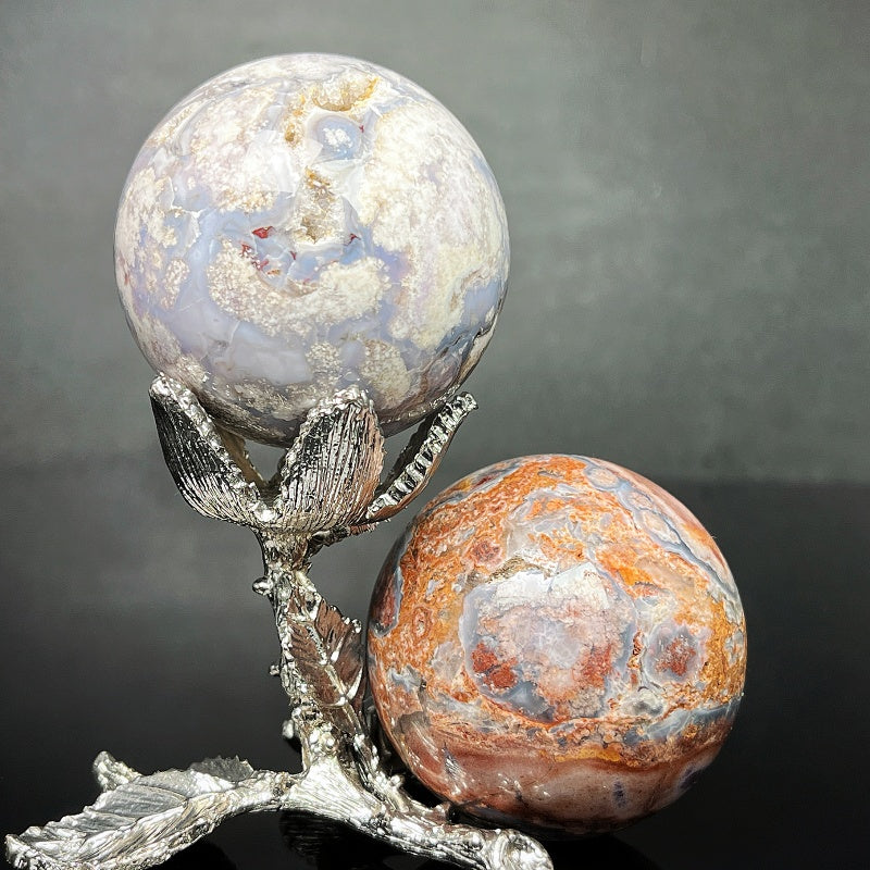 Natural Blue cherry blossom agate ball Heal ing Gemstone Home Decor