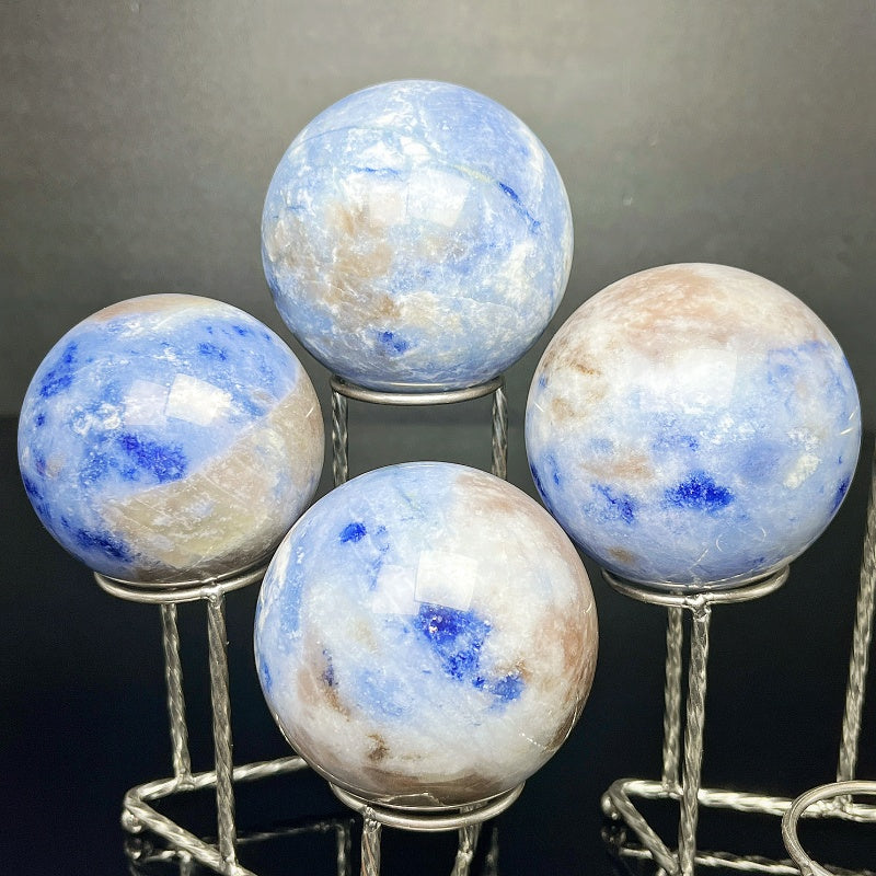 Natural Fluorescent blue patterned stone ball Heal ing Gemstone Home Decor