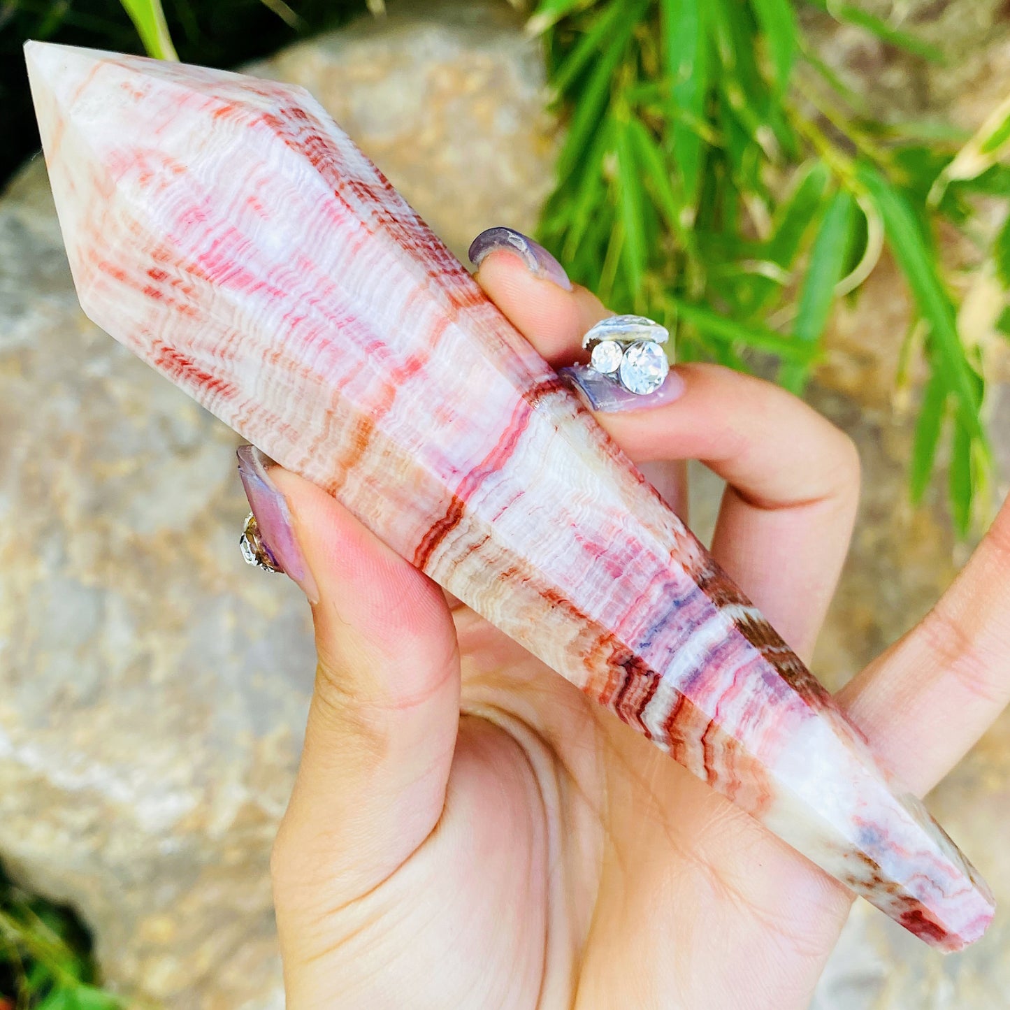 Natural Meat stone scepter Heal ing Gemstone Home Decor