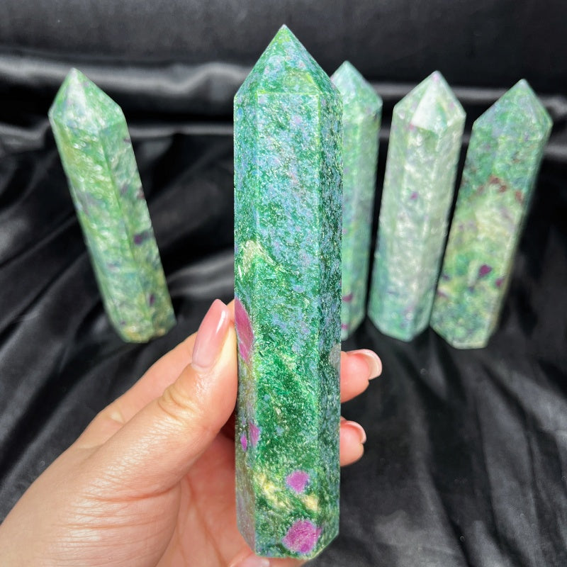 Natural Monet Garden Single Pointed Column Heal ing Gem stone Home Decor