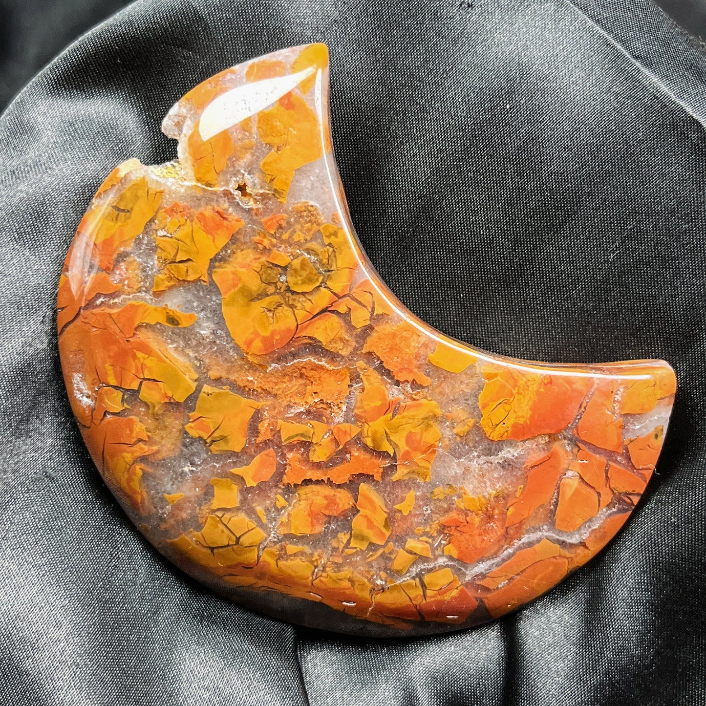 Natural Yellow Cherry Blossoms Agate Moon Heal ing Gemstone Home Decor