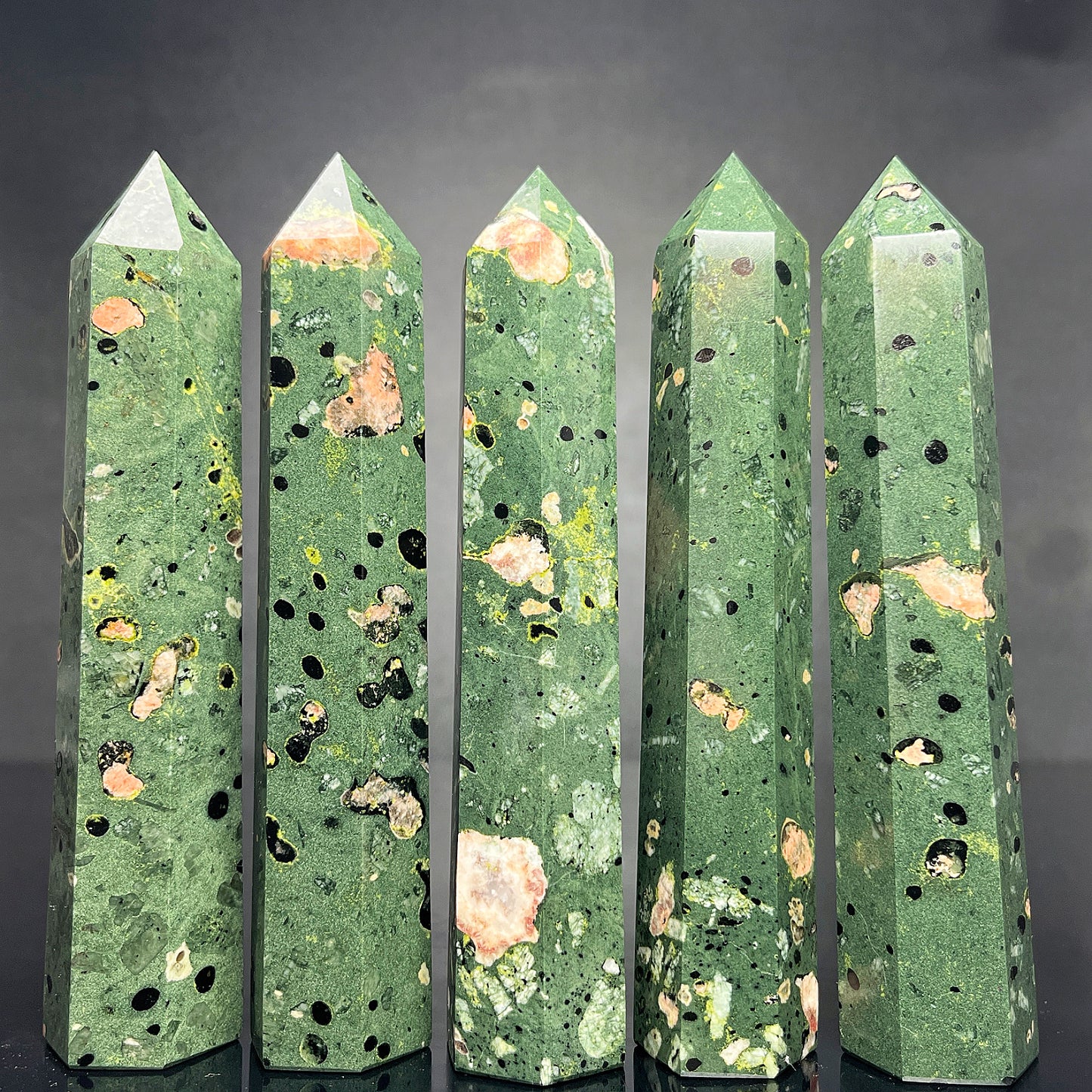 Natural Lotus peacock stone single pointed column Heal ing Gemstone Home Decor