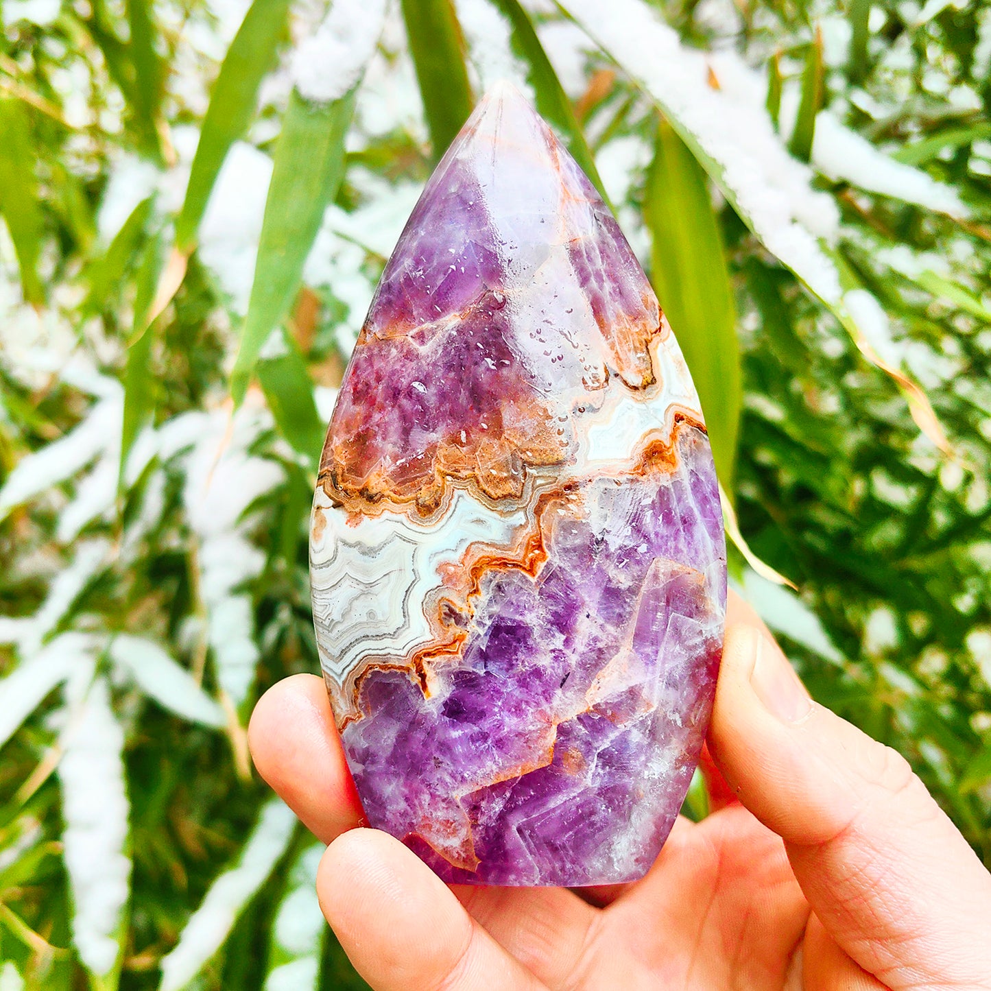 Amethyst calcite teardrop
