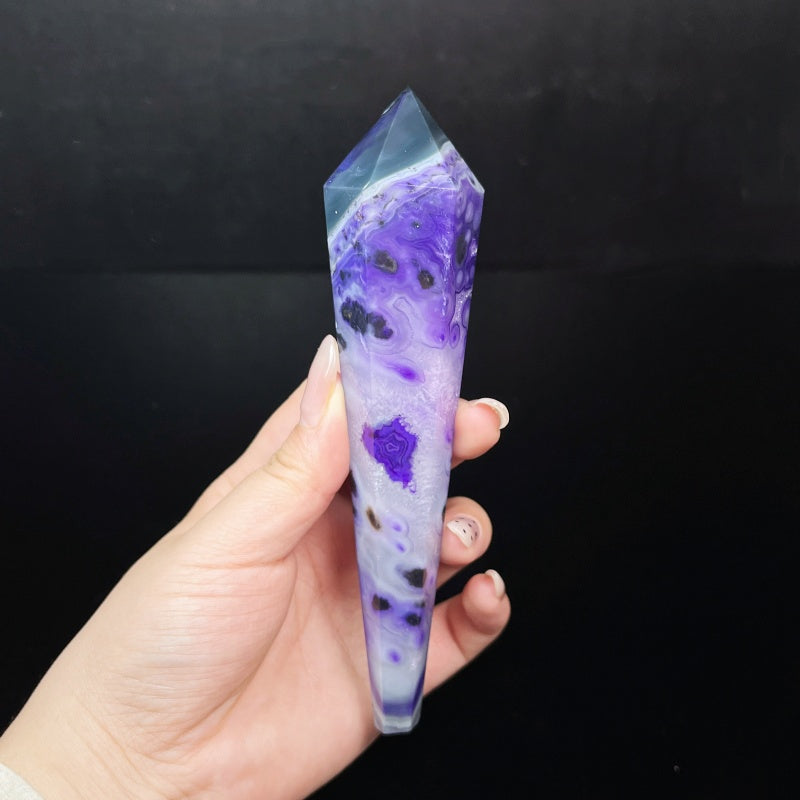Natural Purple wrapped agate scepter Heal ing Gemstone Home Decor