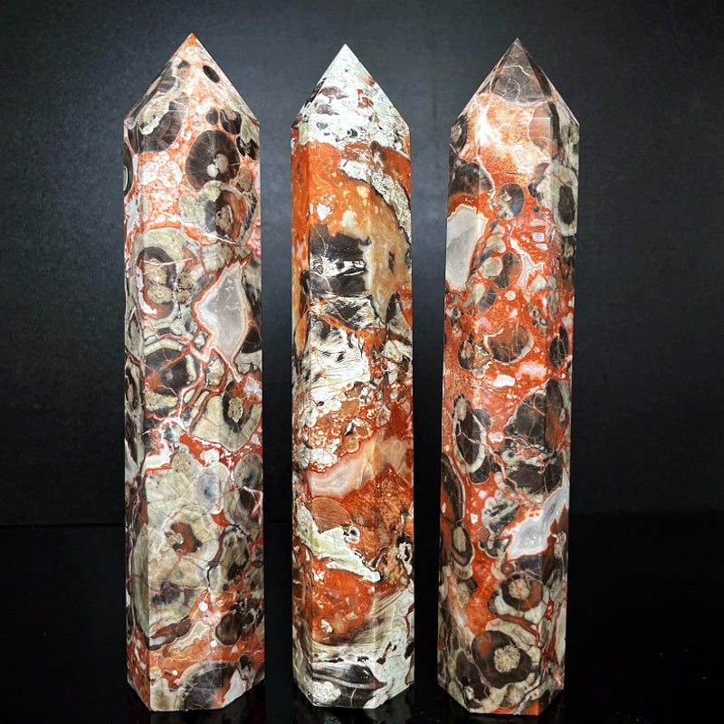 Natural Money agate single pointed large pillar Heal ing Gem stone Home Decor