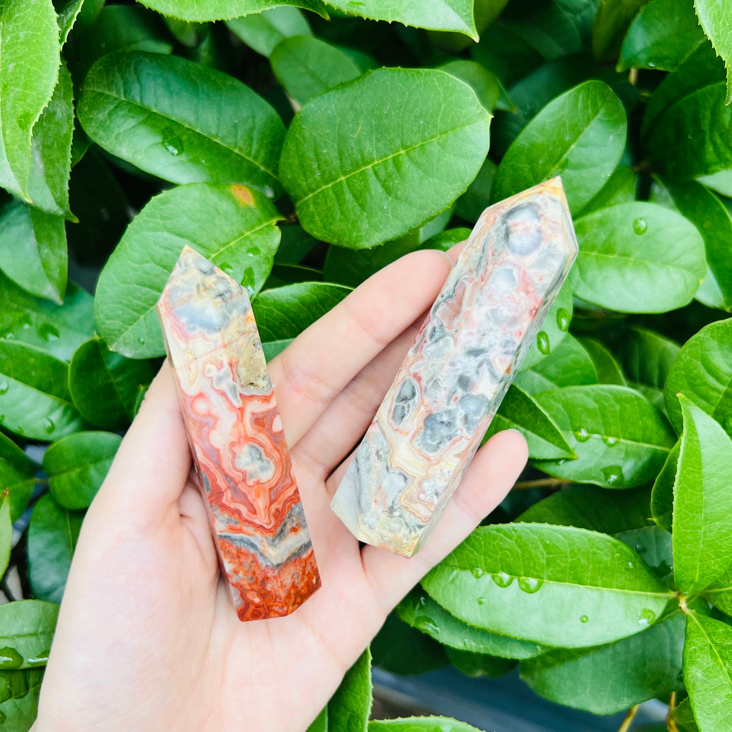 Natural Crazy agate pillar Heal ing Gemstone Home Decor