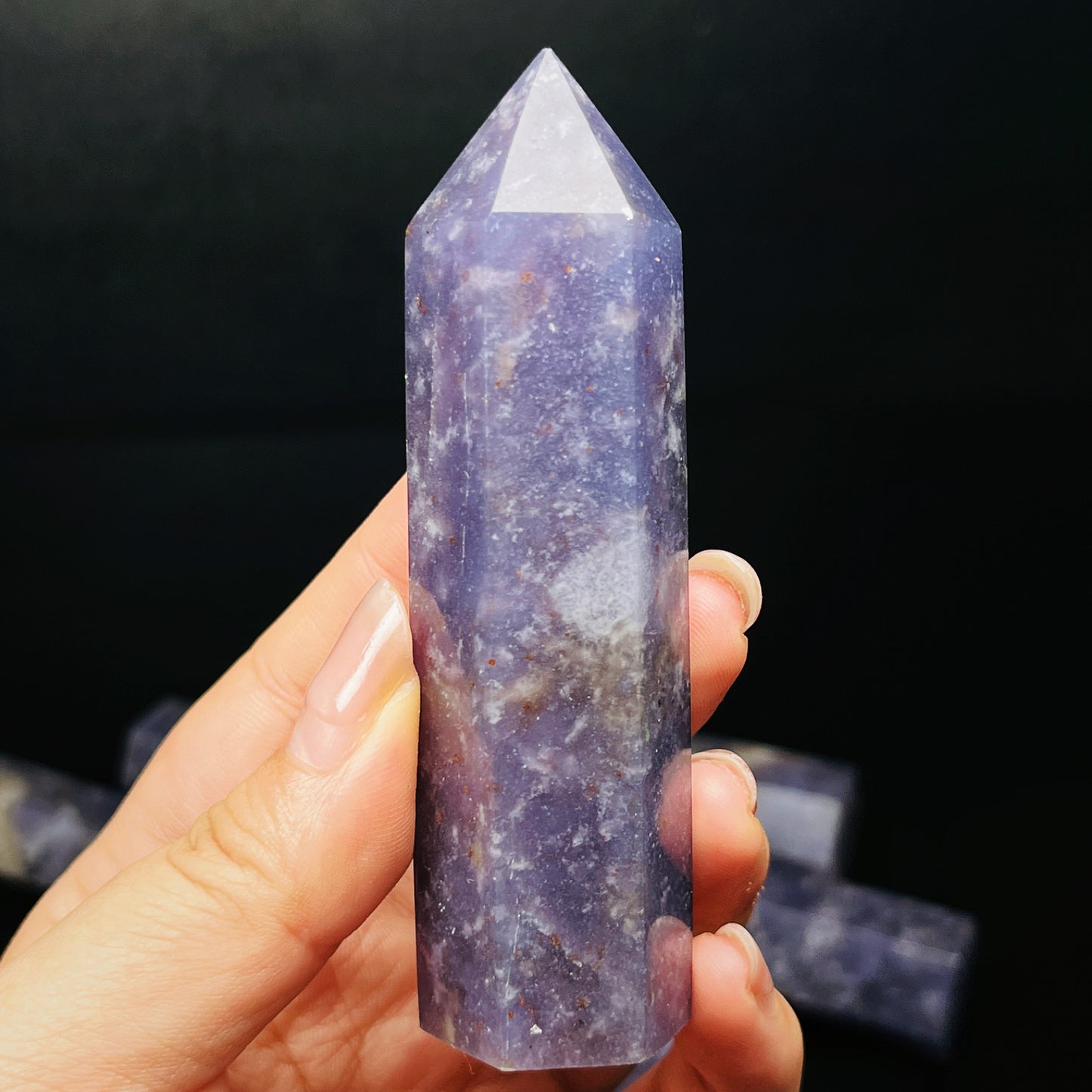 Natural Purple jade single pointed pillar Heal ing Gemstone Home Decor