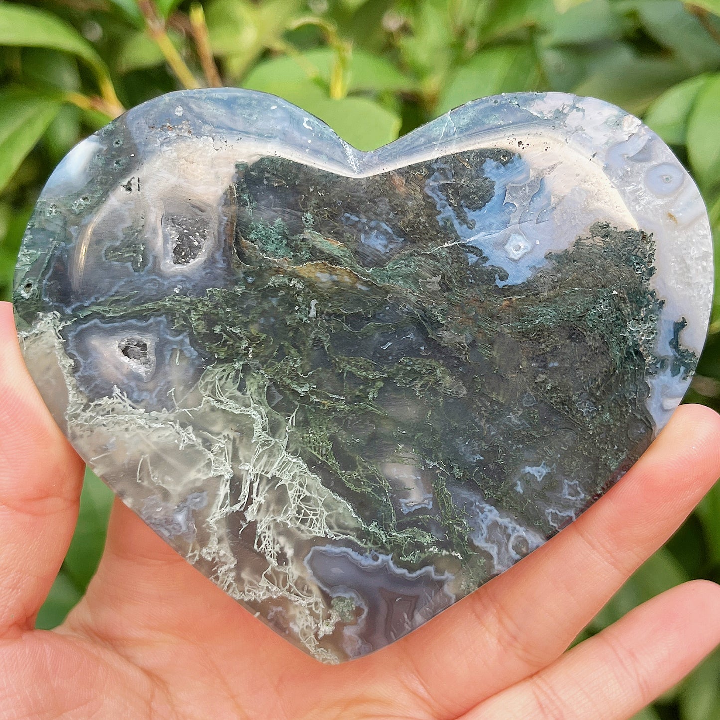Natural Love with Water Grass Agate Gemstone Home Decor