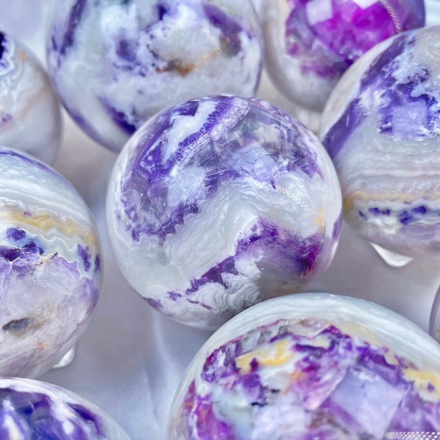 Blue purple fluorite sphere