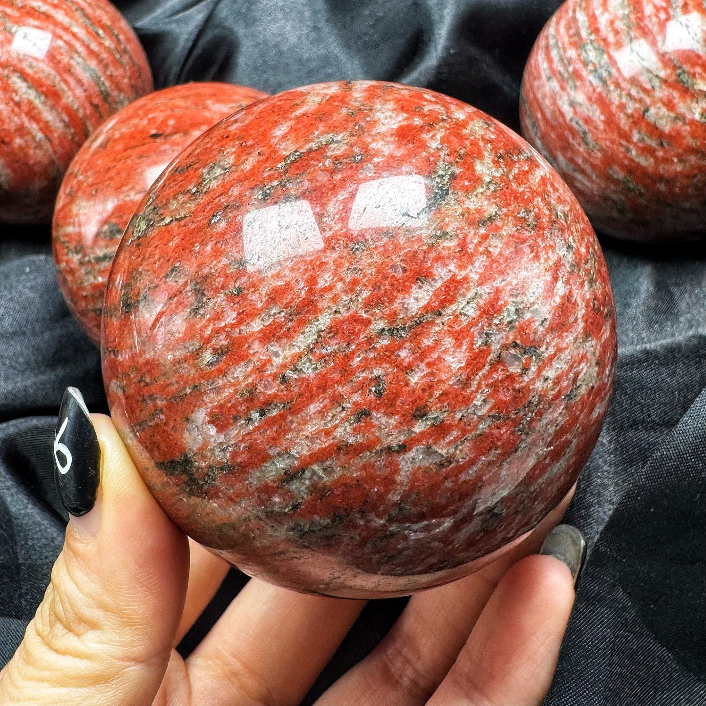 Natural Red patterned stone ball Heal ing Gemstone Home Decor