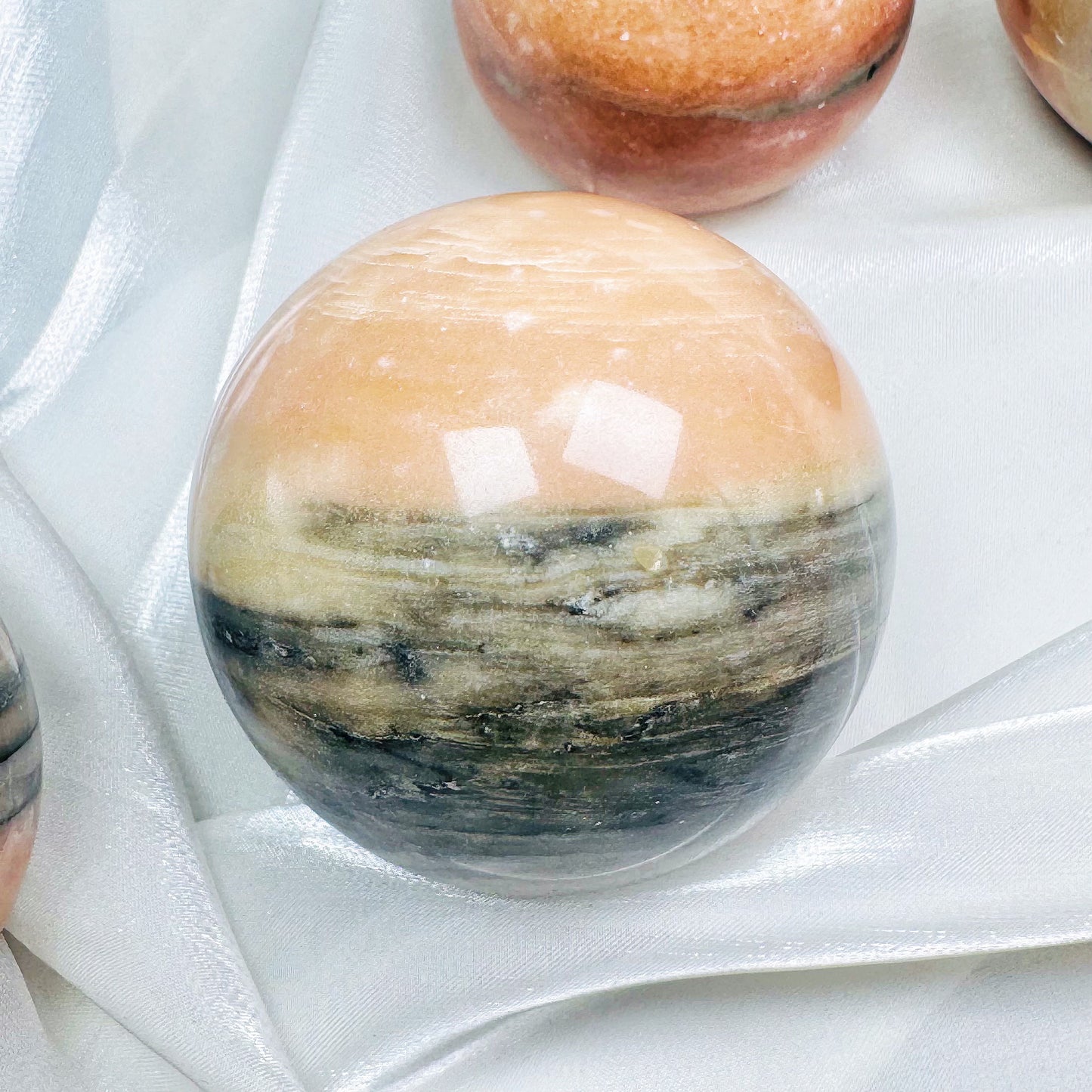 Natural Orange striped stone ball Heal ing Gemstone Home Decor