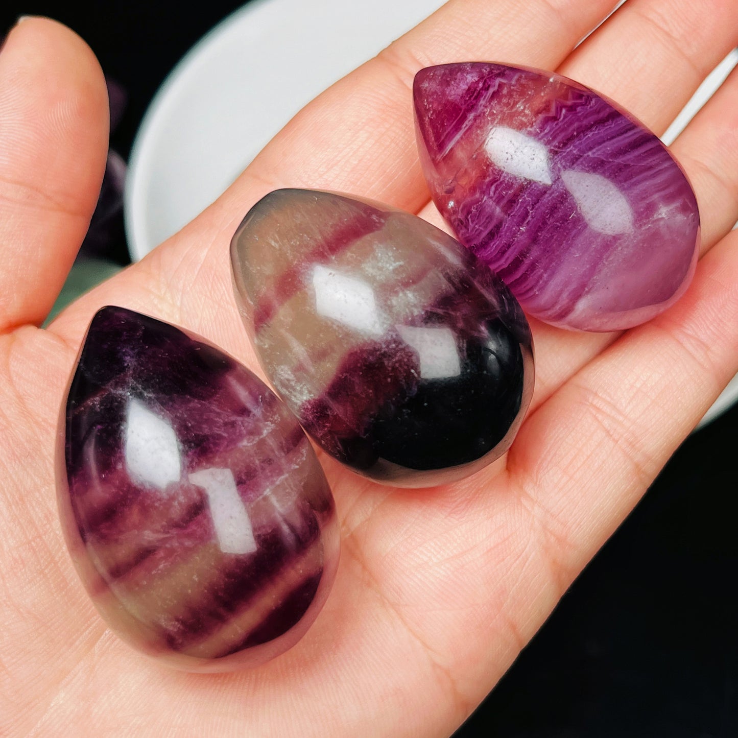 Natural Candy fluorite carved egg Heal ing Gemstone Home Decor