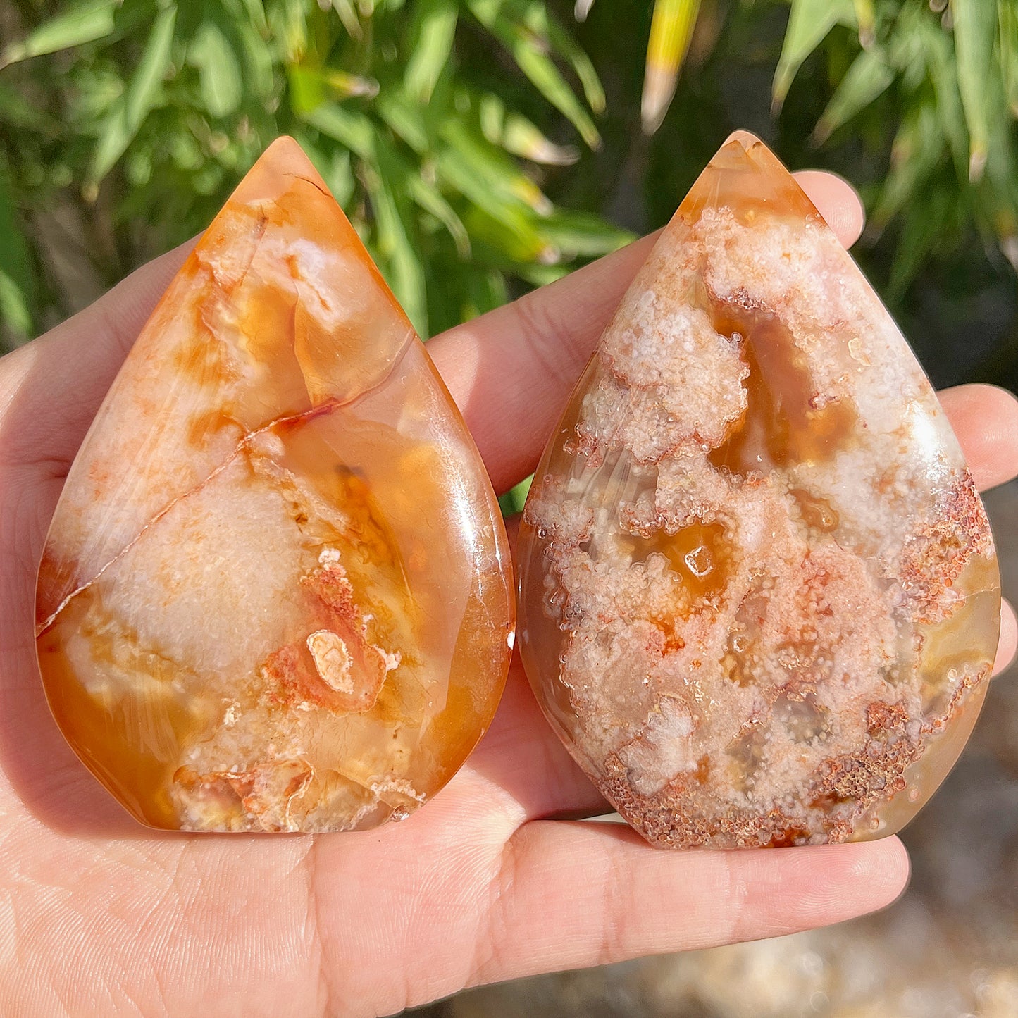 Natural Red cherry blossom agate ornament Heal ing Gemstone Home Decor