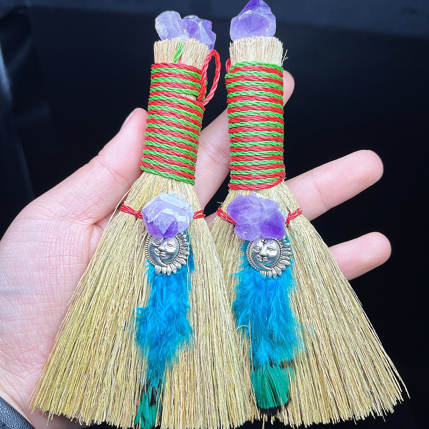 Natural Amethyst broom Heal ing Gemstone Home Decor