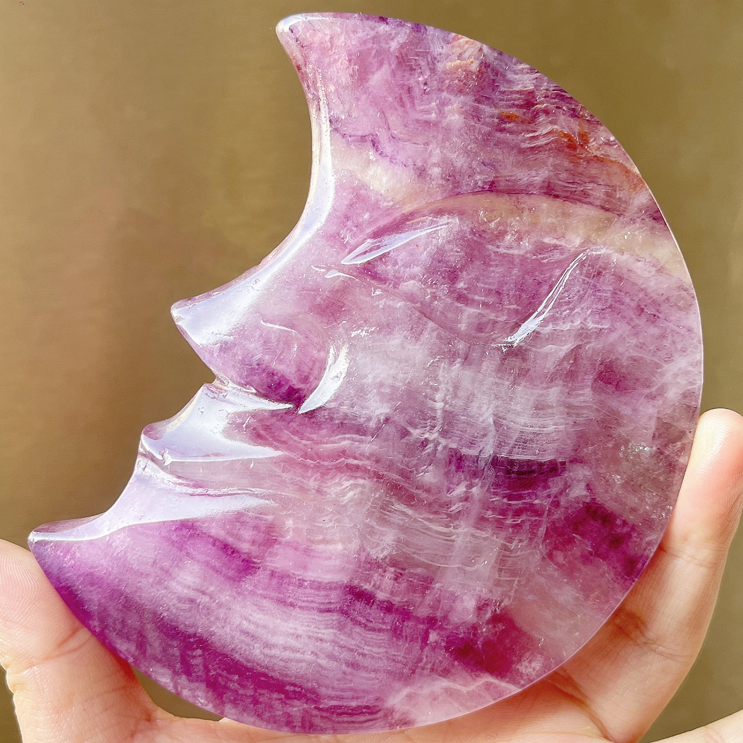 Natural Fluorite Moon Face Heal ing Gemstone Home Decor