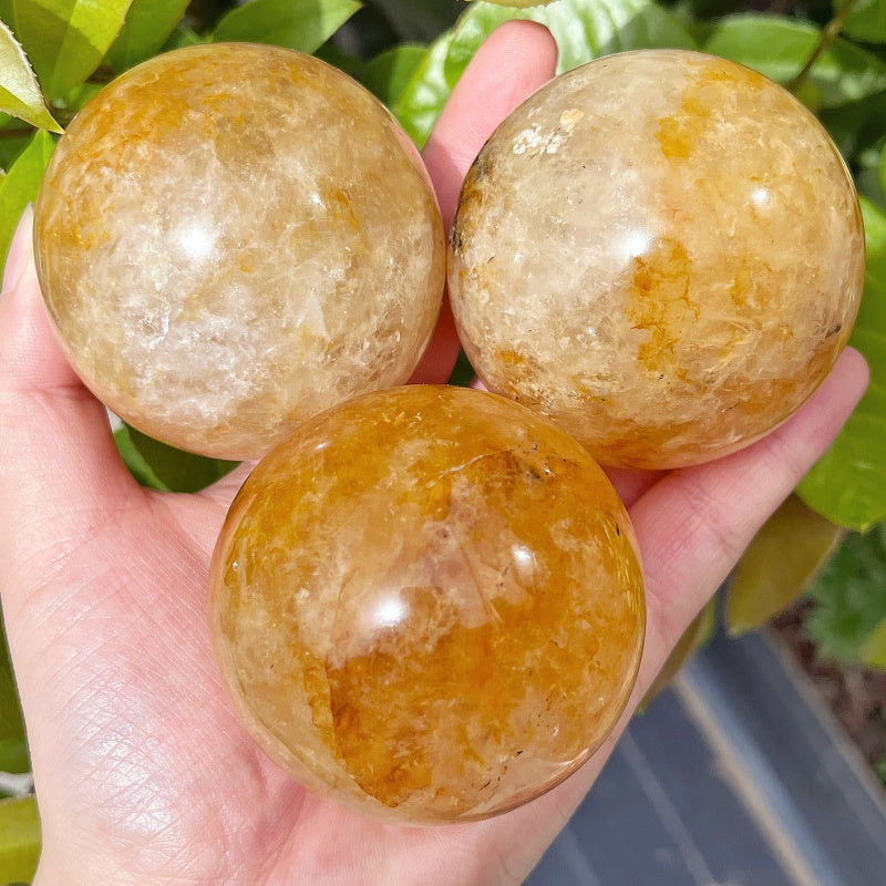 Natural Yellow gum flower ball Heal ing Gemstone Home Decor
