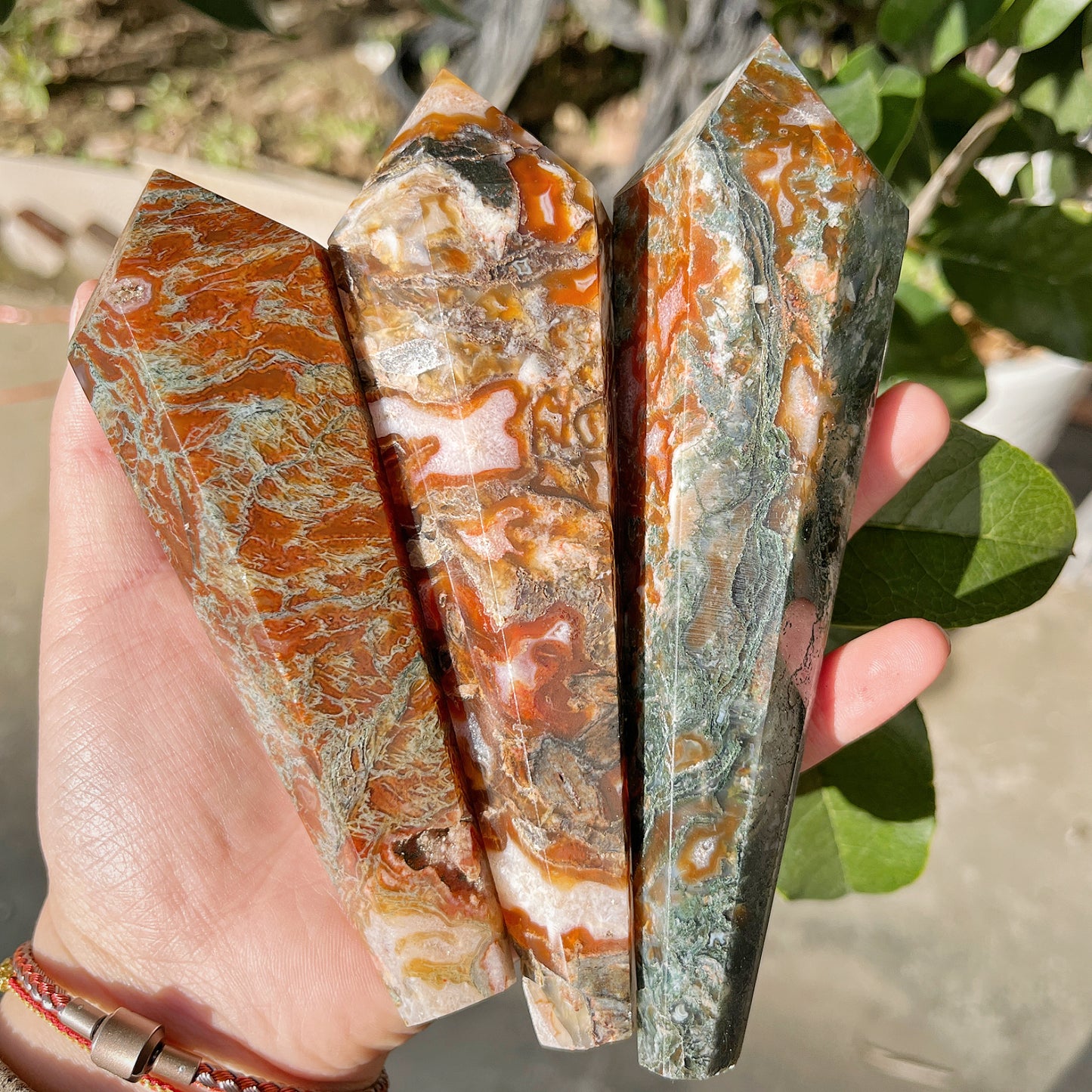Natural Red Water Grass Agate Scepter Heal ing Gemstone Home Decor