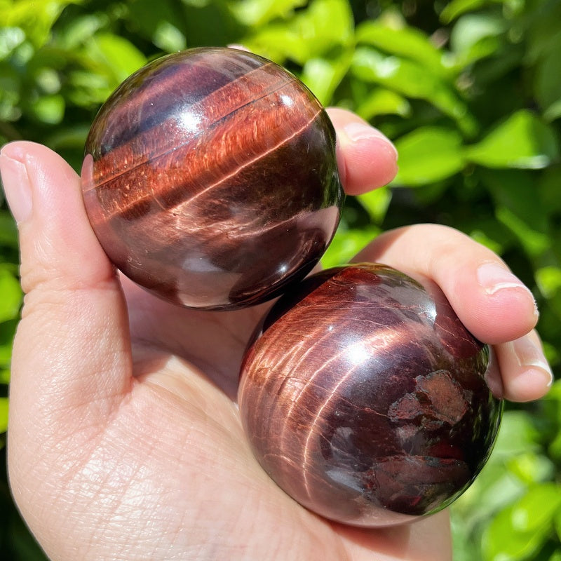 Natural Red Tiger Eye Stone Ball Heal ing Gemstone Home Decor
