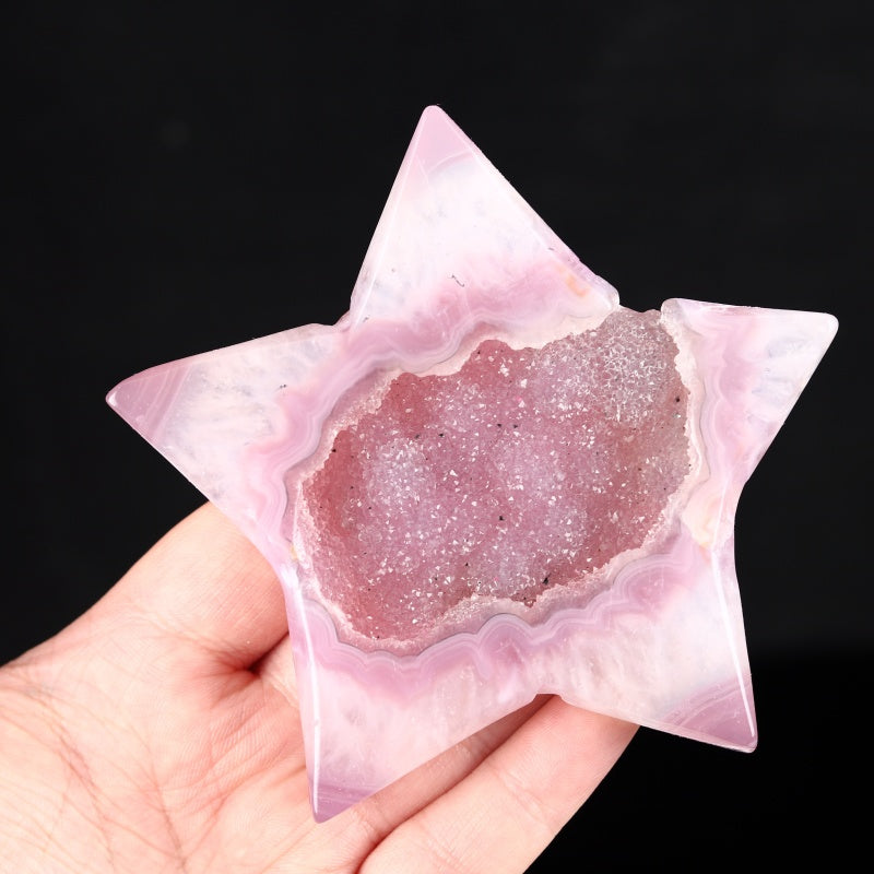 Natural Purple pink wrapped agate star Heal ing Gemstone Home Decor