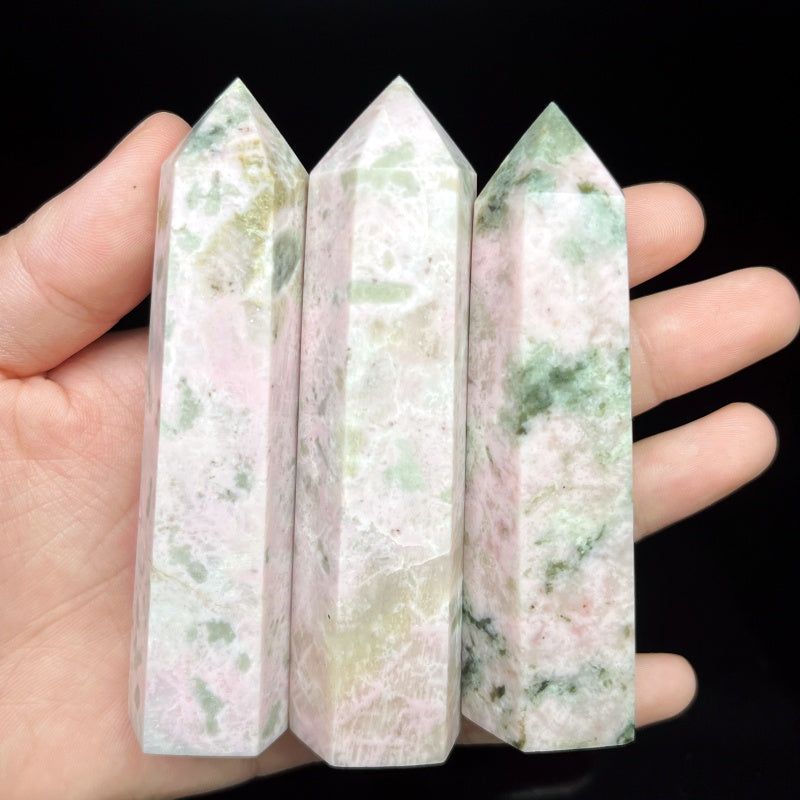 Natural Pink green Australian Treasure single pointed pillar Heal ing Gemstone Home Decor