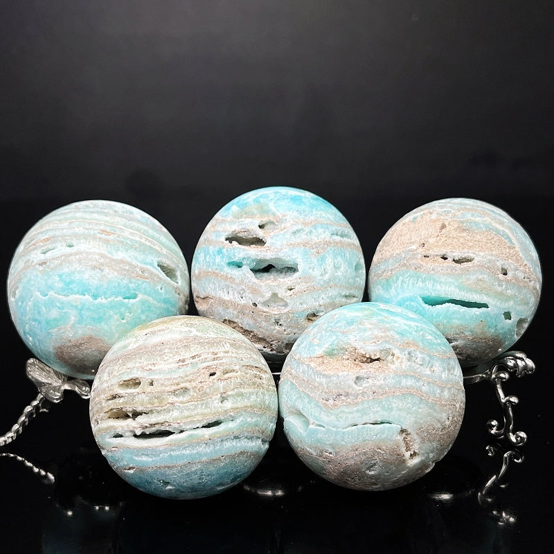 Natural Blue heteropolar stone ball Heal ing Gemstone Home Decor