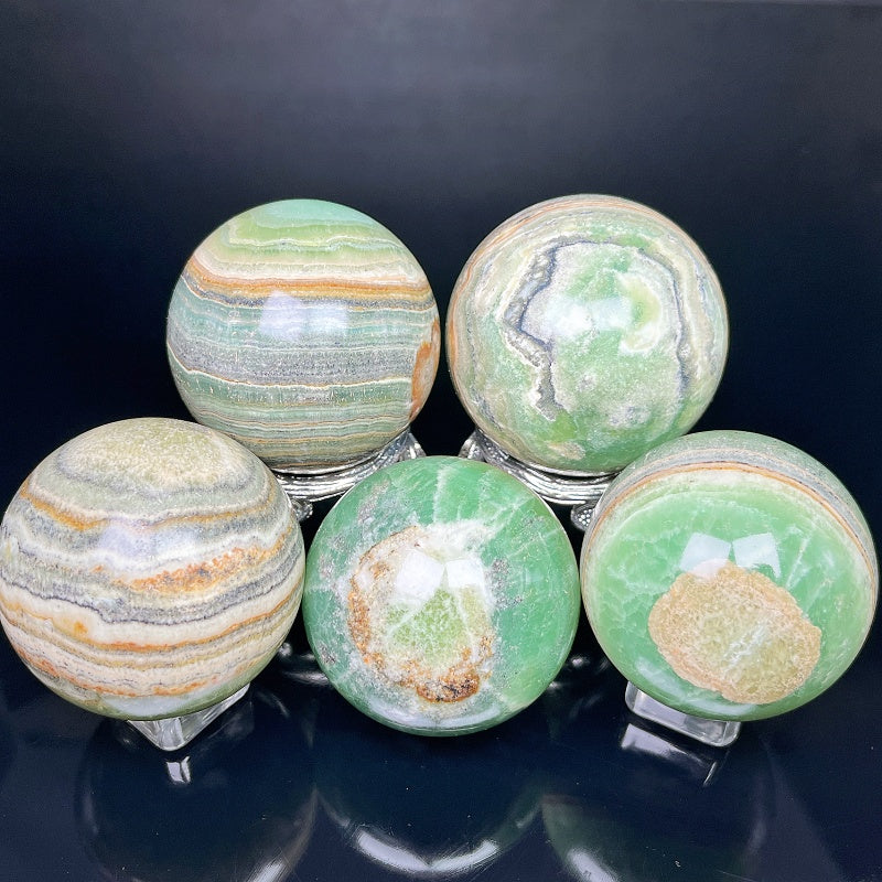 Natural Green Caribbean Ball Heal ing Gemstone Home Decor