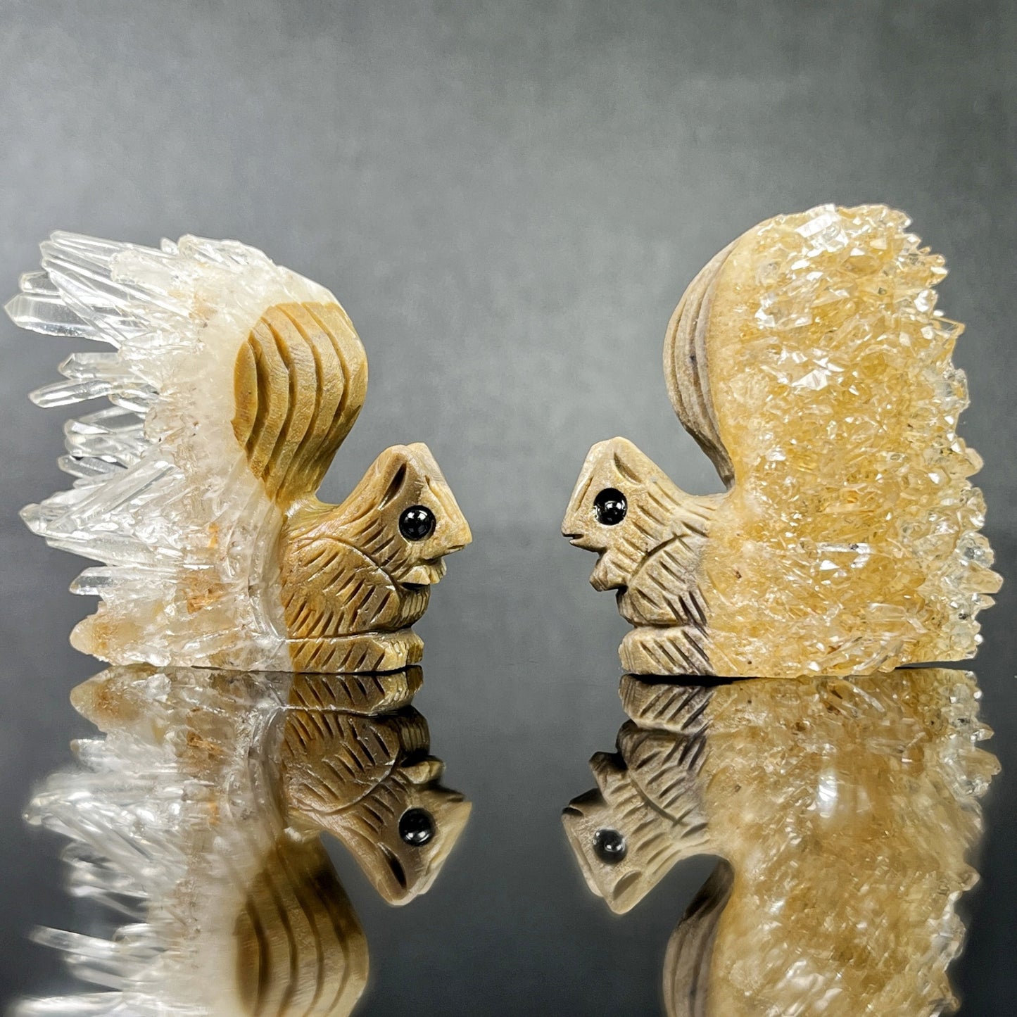 Natural Crystal cluster carving piece Little Squirrel Heal ing Gemstone Home Decor
