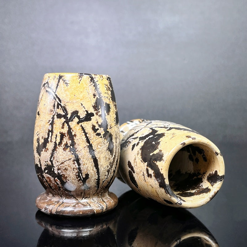 Natural Chinese painting stone flower vase Heal ing Gemstone Home Decor