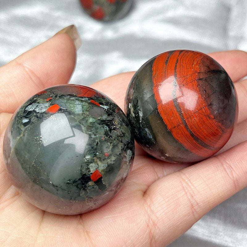 Natural African Blood Stone Ball Heal ing Gemstone Home Decor