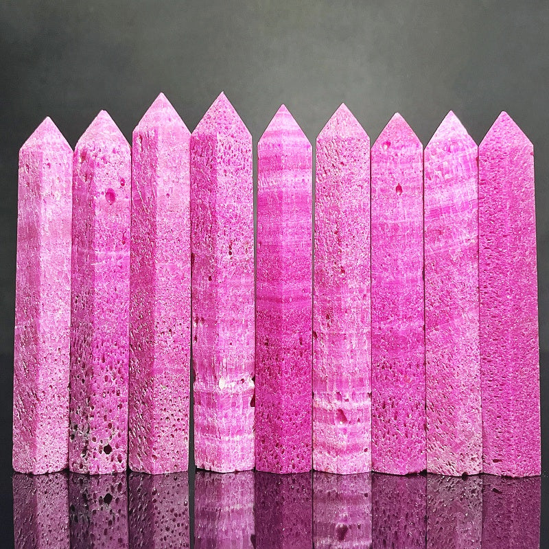 Natural Ruby single pointed pillar Heal ing Gemstone Home Decor