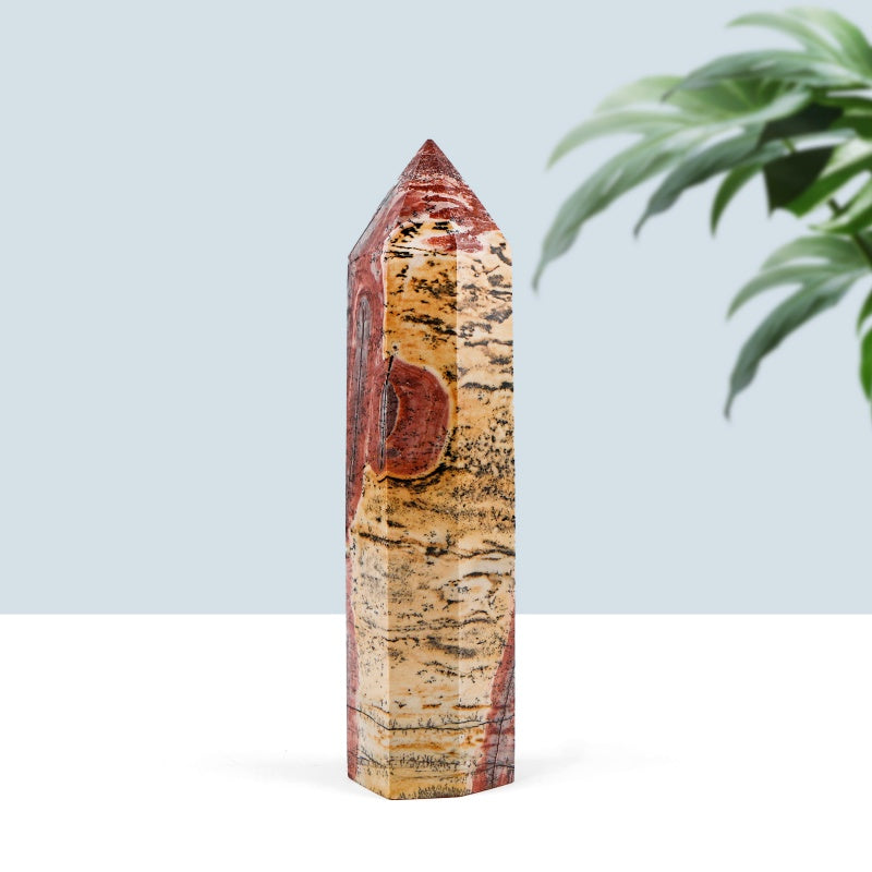 Natural Chinese painting stone single pointed column Heal ing Gemstone Home Decor