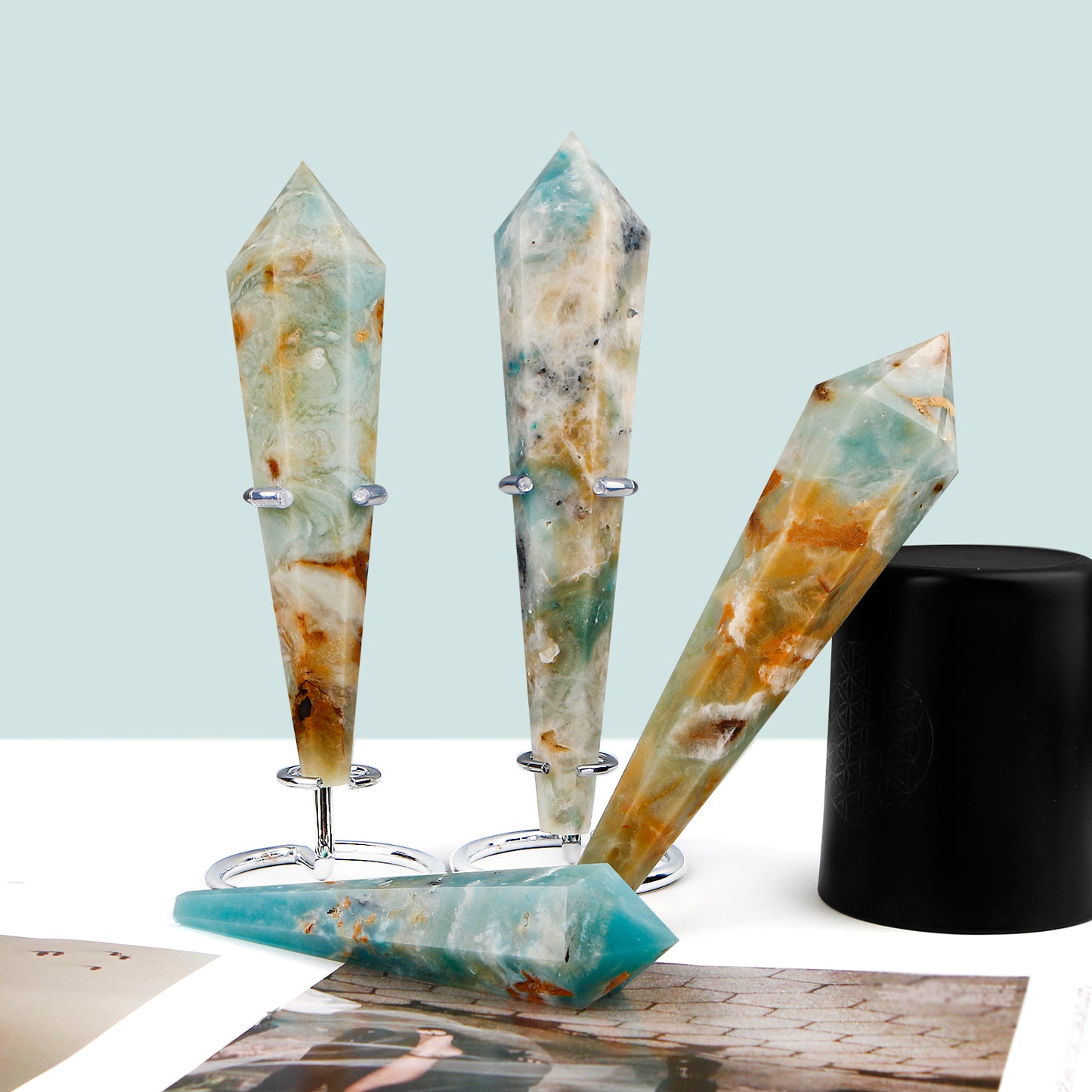 Natural Sky Blue Scepter Heal ing Gemstone Home Decor