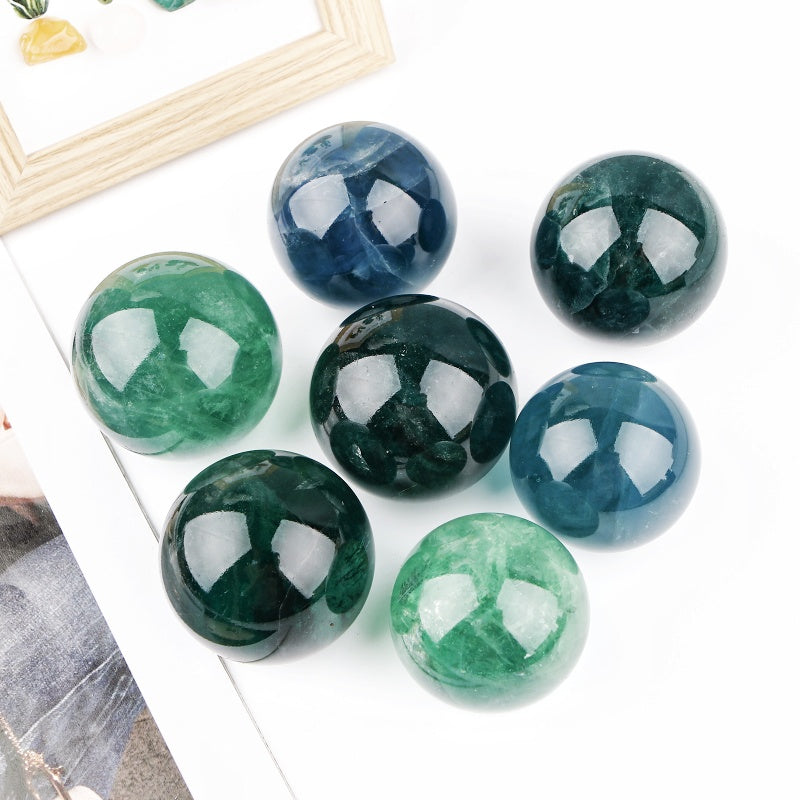 Natural Blue green firefly stone ball Heal ing Gemstone Home Decor