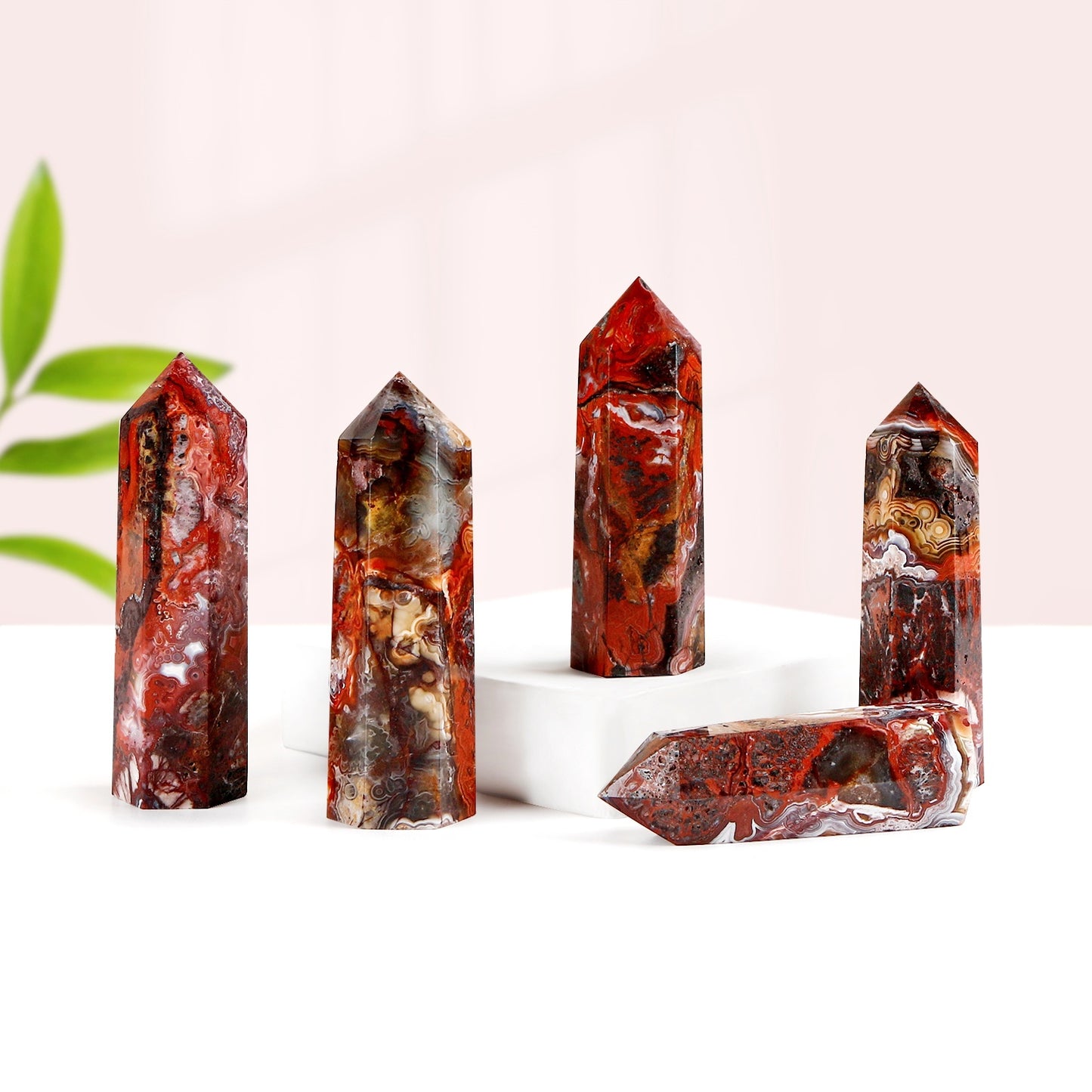 Natural Red Mexican agate single pointed pillar Heal ing Gemstone Home Decor