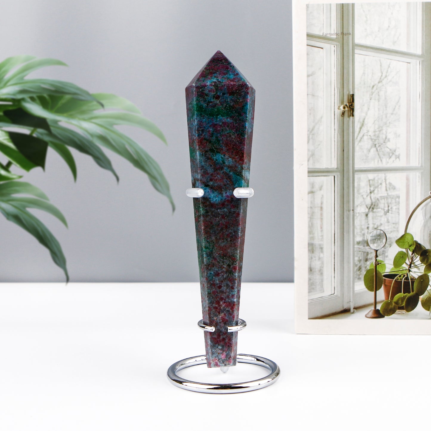 Natural Red Blue Green Treasure Scepter Heal ing Gemstone Home Decor