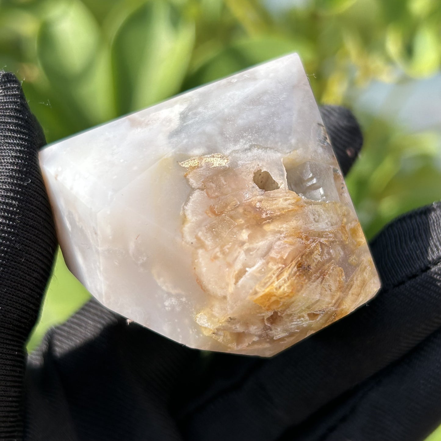 Natural Cherry blossom agate carved diamonds Heal ing Gemstone Home Decor