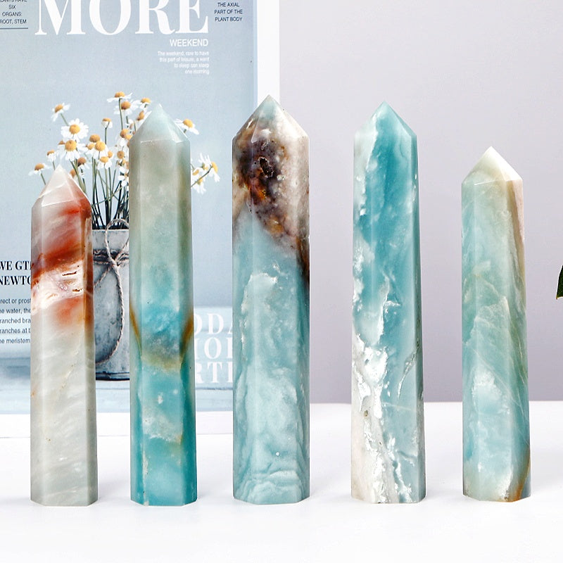 Natural Sky Blue Single Pointed Column  Heal ing Gem stone Home Decor gift