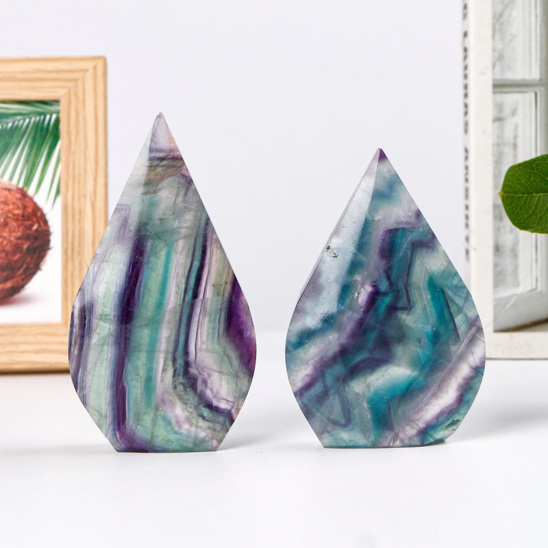 Natural Feather fluorite ornament Heal ing Gemstone Home Decor