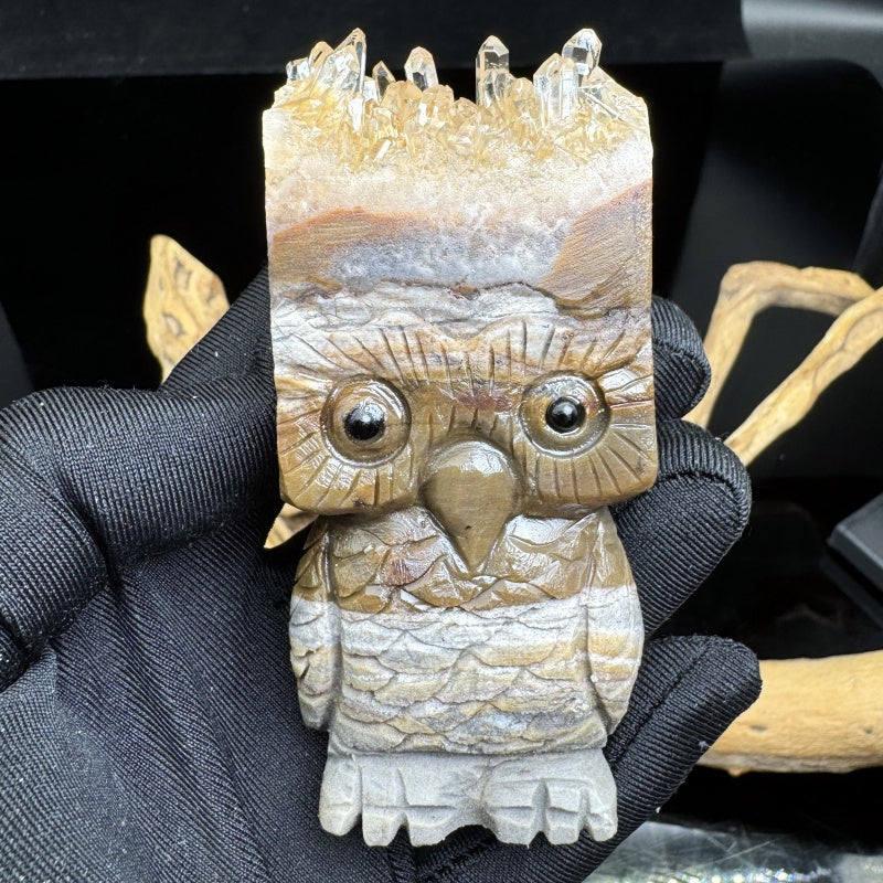 Natural Crystal cluster carving hedgehog Heal ing Gemstone Home Decor