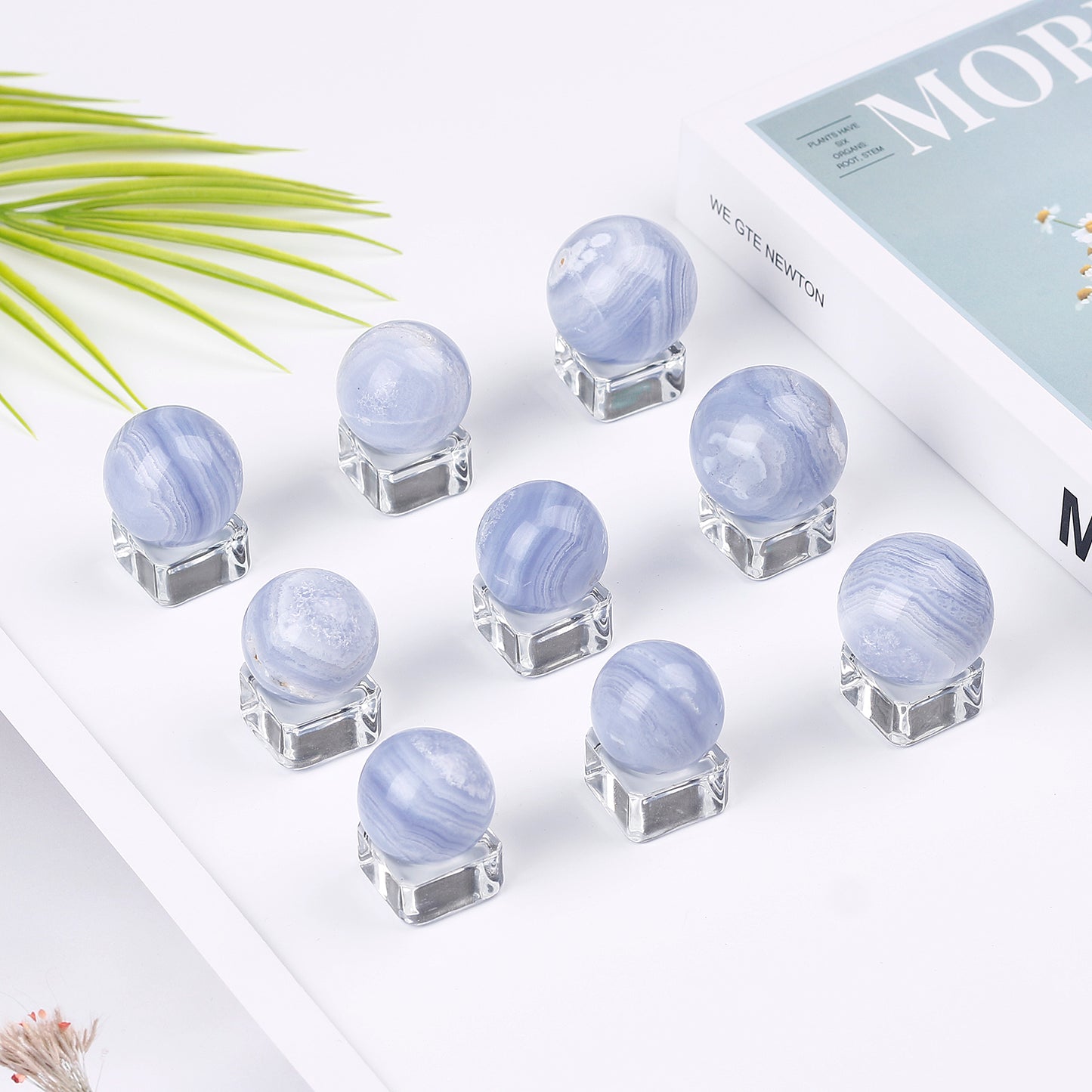 Natural Crystal Cave Blue Pattern Agate Ball Heal ing Gemstone Home Decor