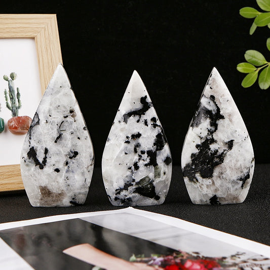 Black dot white moonlight stone ornament